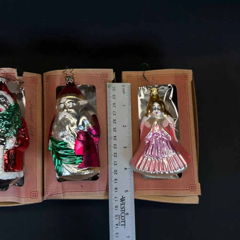 4x Old World Christmas Glass Christmas tree Ornaments Santa Angel Figural in Box